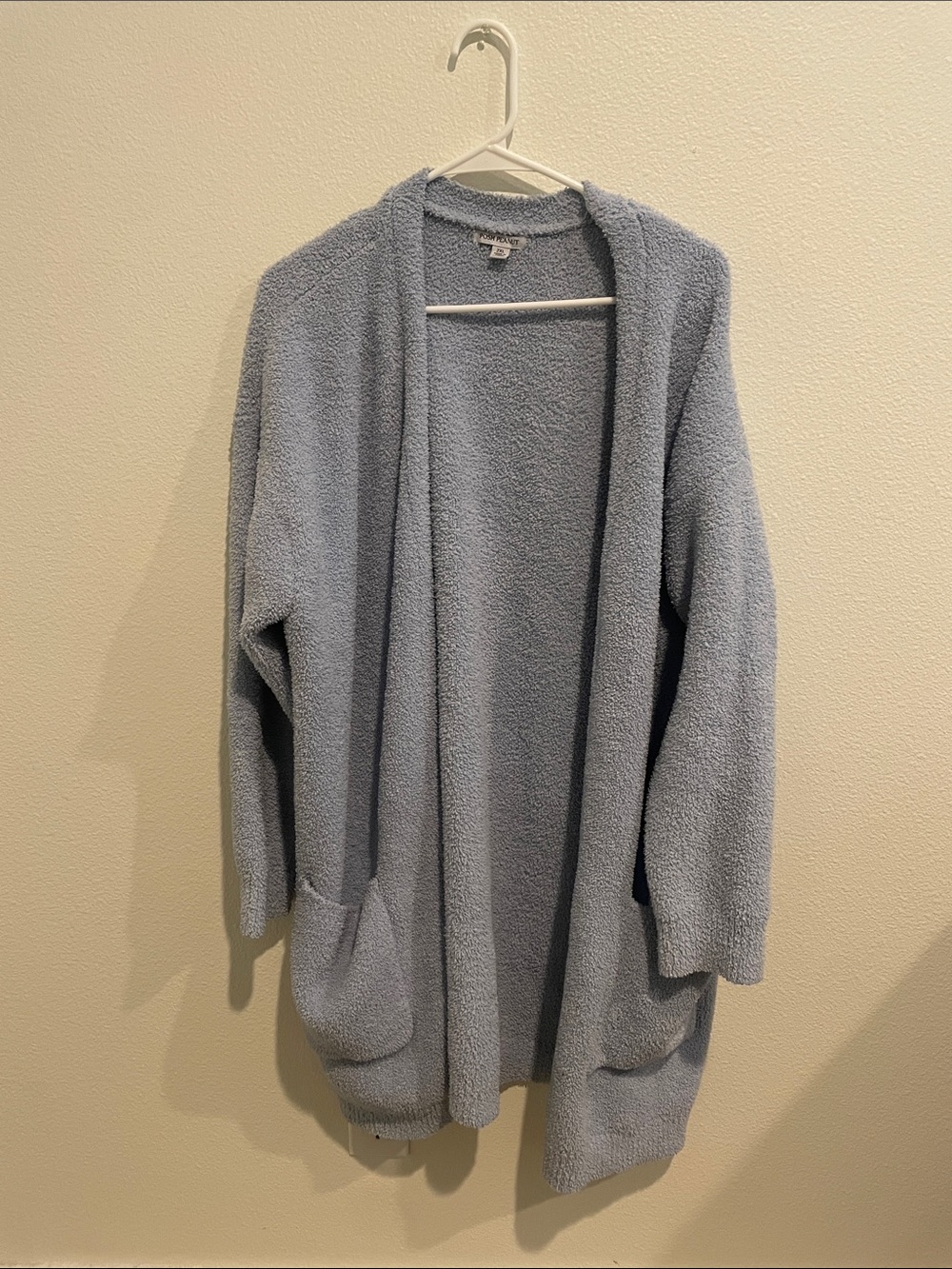 Posh Peanut Light Blue Open-Front Plush Cardigan